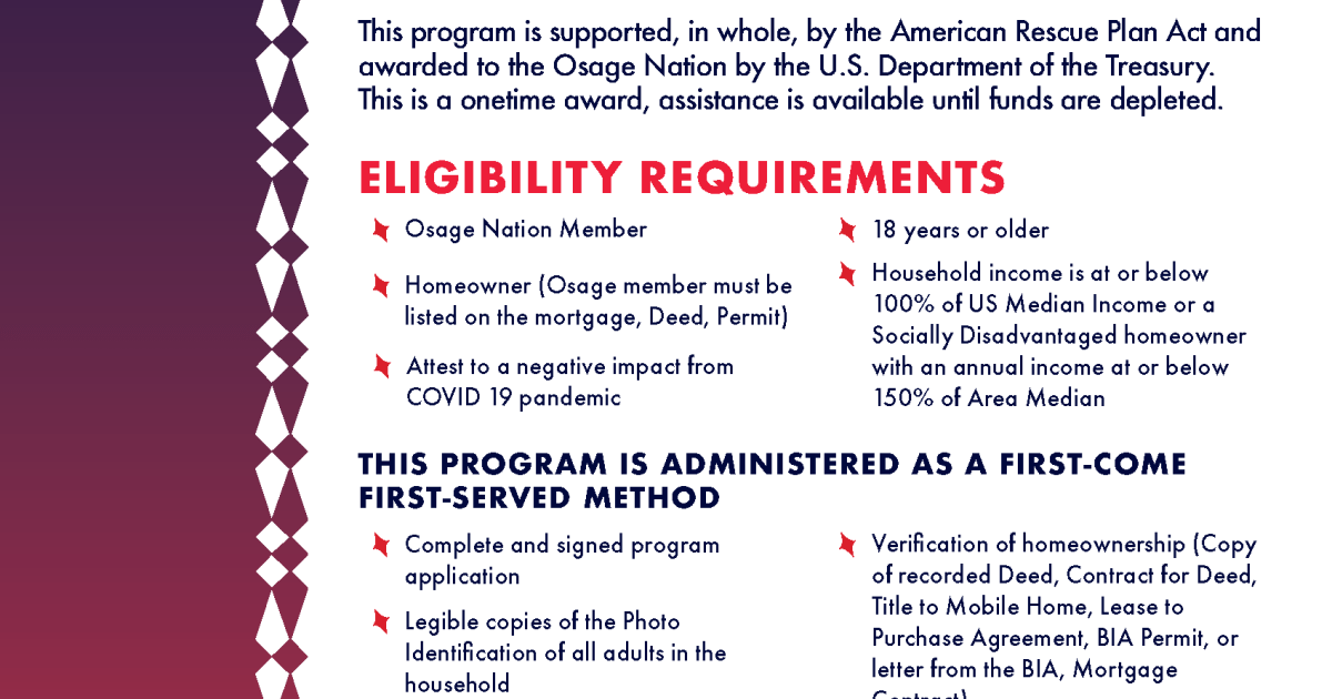 Osage Nation Launches Homeowner’s Assistance Funding Program Osage Nation